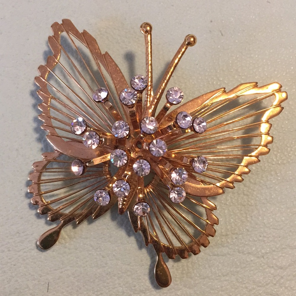 Diamond starburst butterfly brooch